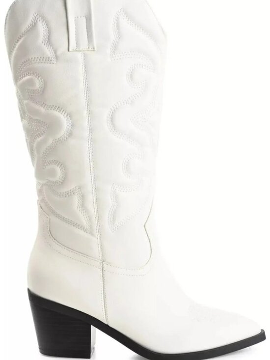 Journee Collection Shoes - #17 Journee Women's Chantry Knee High Cowboy Boots (Beige Faux Leather)
